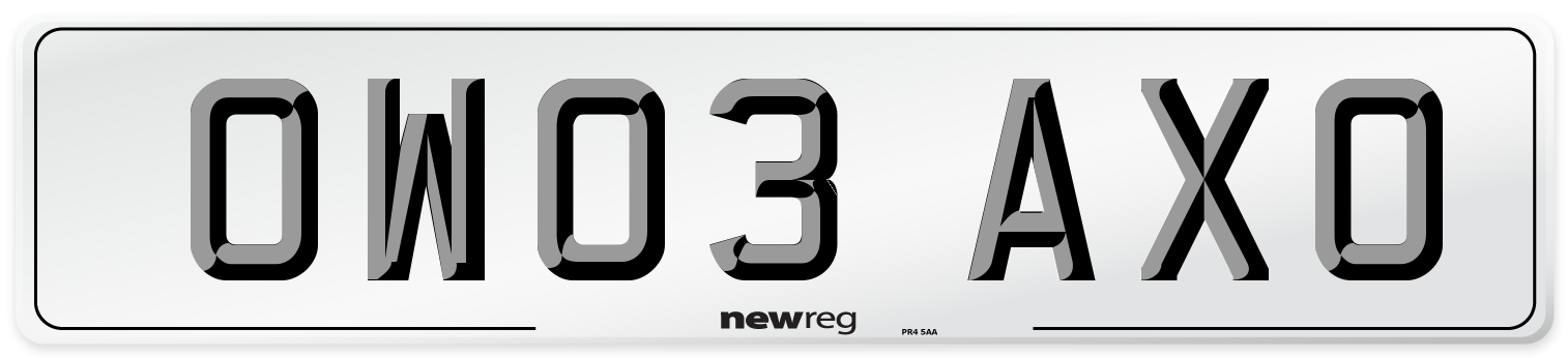 OW03 AXO Number Plate from New Reg